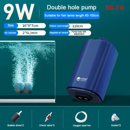 Silent Aquarium Oxygen Air Pump with Check Valve Fish Tank Four Outlet Large Oxygenator Aquarium Air Compressor Aerator 220V 14W