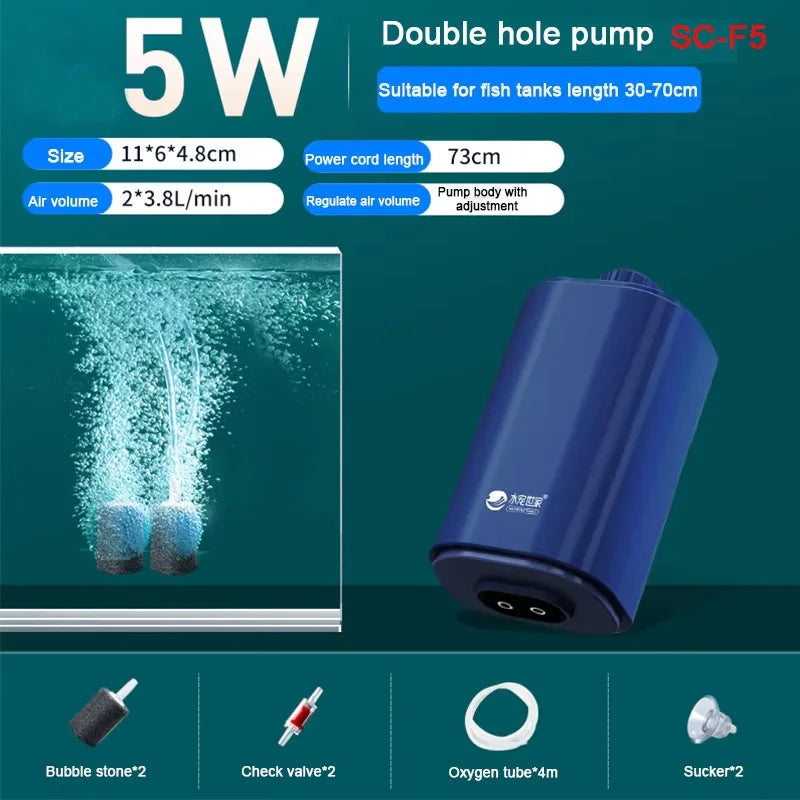 Silent Aquarium Oxygen Air Pump with Check Valve Fish Tank Four Outlet Large Oxygenator Aquarium Air Compressor Aerator 220V 14W