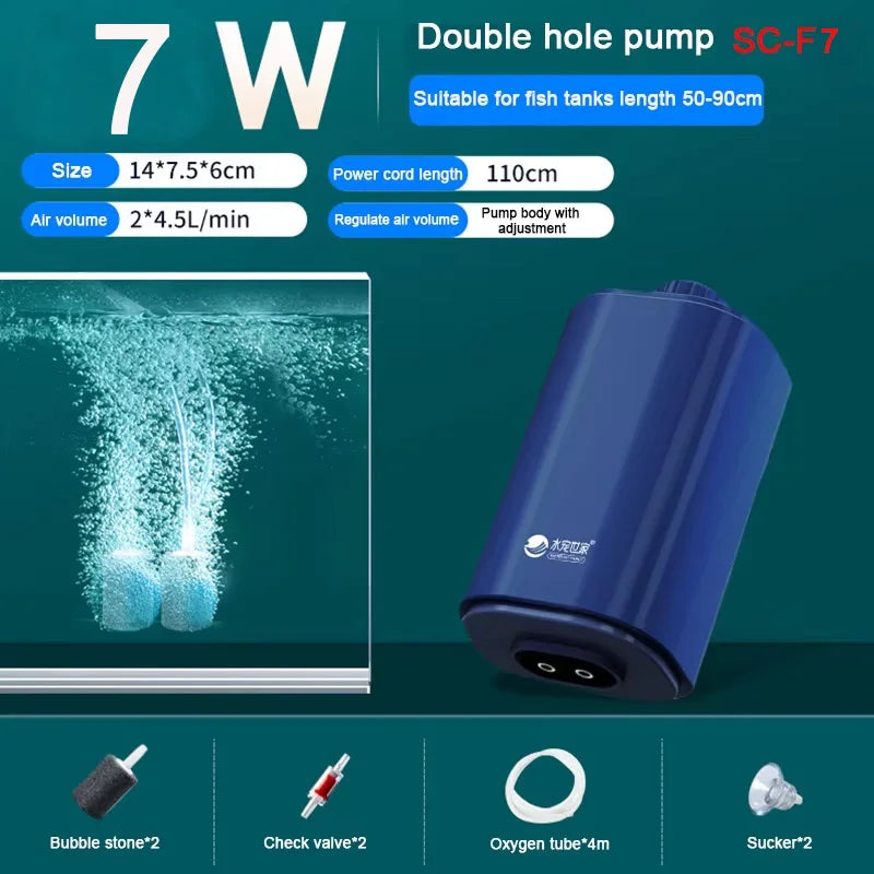 Silent Aquarium Oxygen Air Pump with Check Valve Fish Tank Four Outlet Large Oxygenator Aquarium Air Compressor Aerator 220V 14W