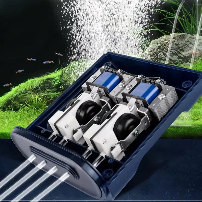Silent Aquarium Oxygen Air Pump with Check Valve Fish Tank Four Outlet Large Oxygenator Aquarium Air Compressor Aerator 220V 14W