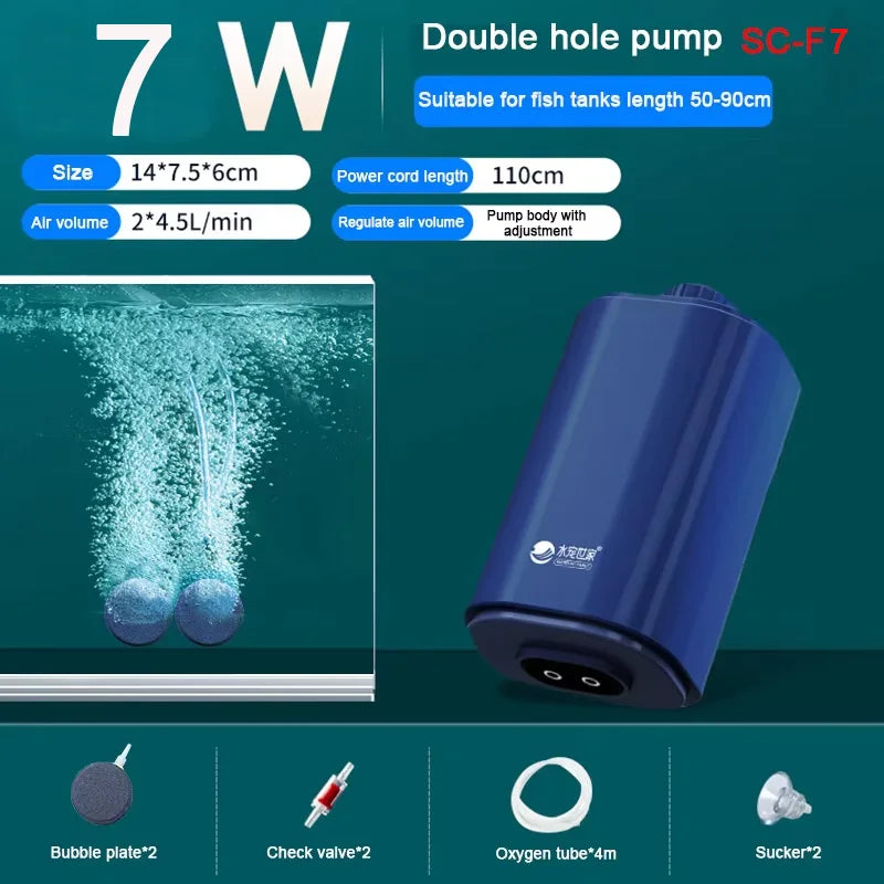 Silent Aquarium Oxygen Air Pump with Check Valve Fish Tank Four Outlet Large Oxygenator Aquarium Air Compressor Aerator 220V 14W